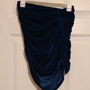 SHEIN Asymmetrical Navy Velvet Skirt